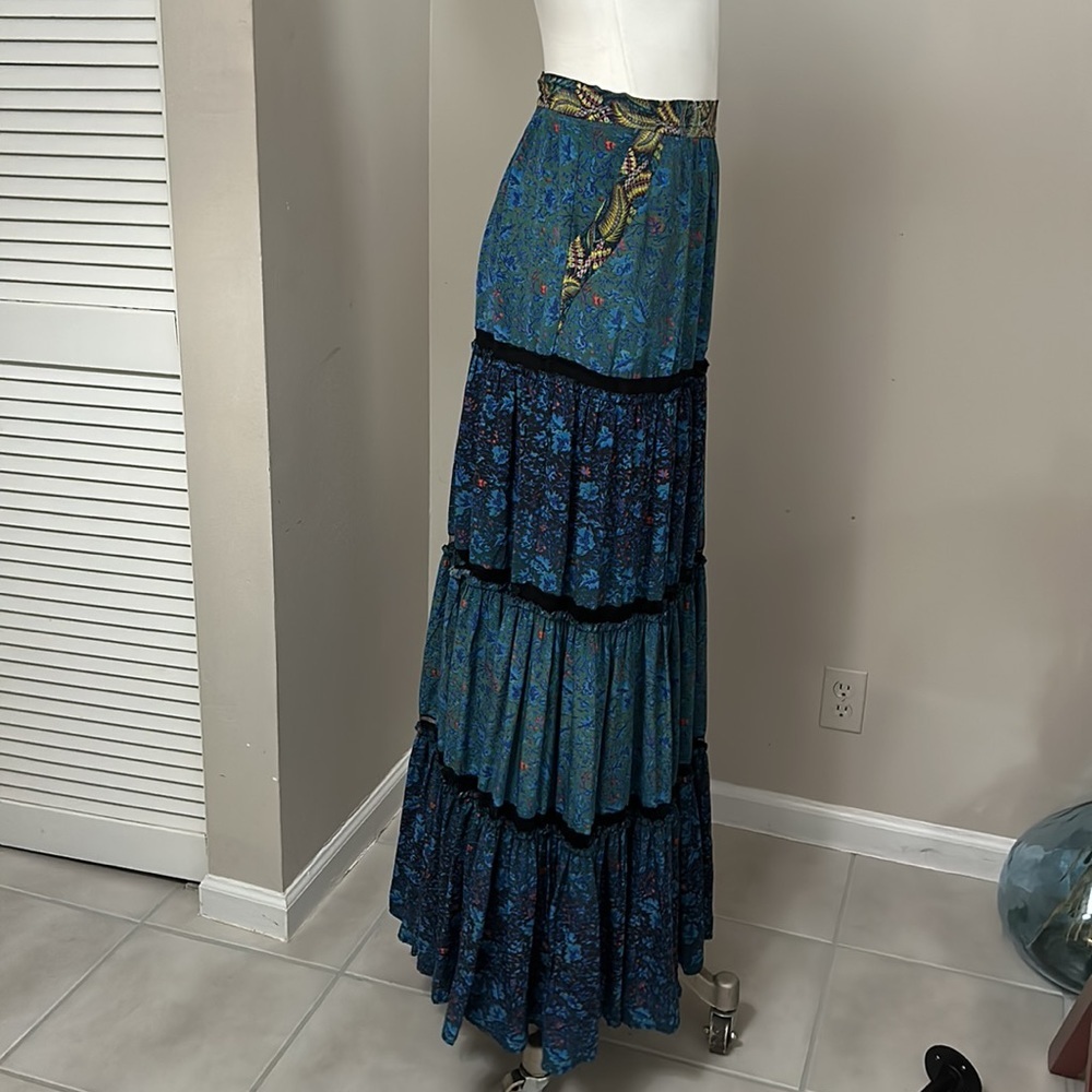 Voyage Silk Blue Maxi Skirt | Boho Luxe Resort Style | Zimmermann LoveShackFancy - Picture 7 of 13